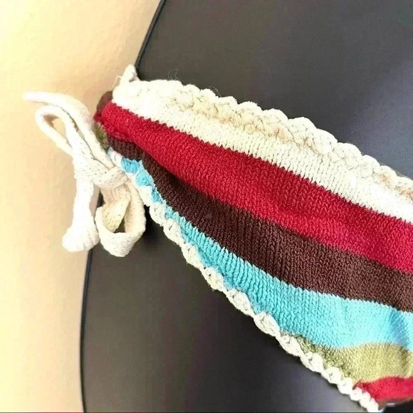 Hotkiss Knitted Striped Spaghetti Strap Tie Accent Bikini Set Size M - Picture 7 of 14